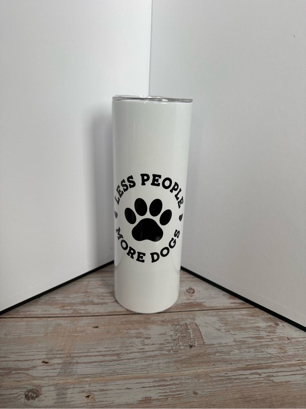 Less People More Dogs White Stainless Travel Tumbler